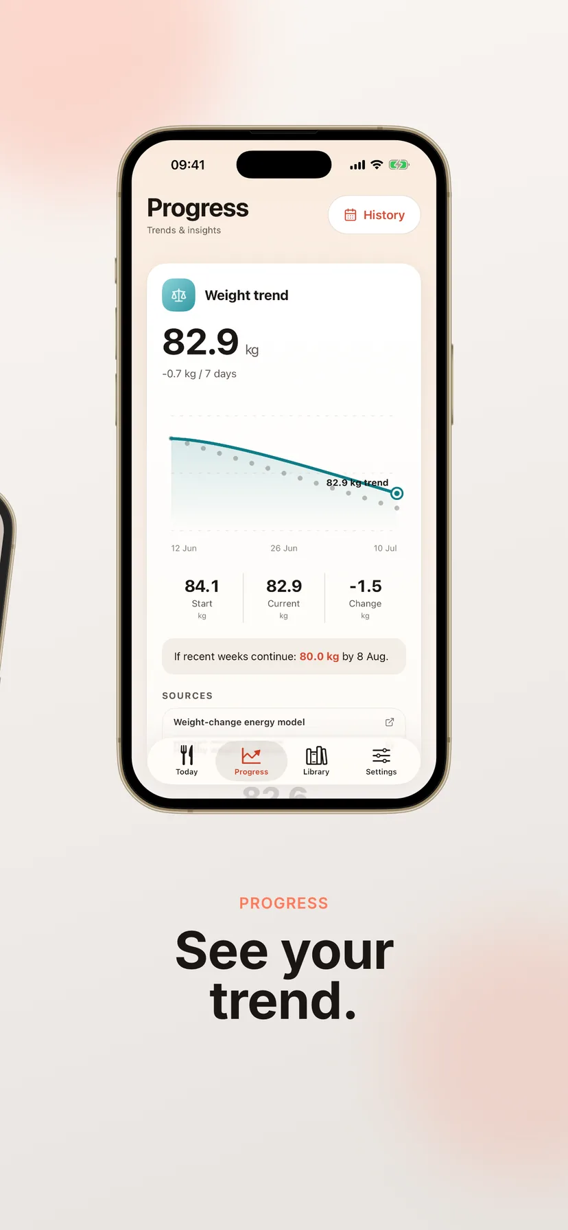 Calorie Keeper app screenshot showing a nutrition screen