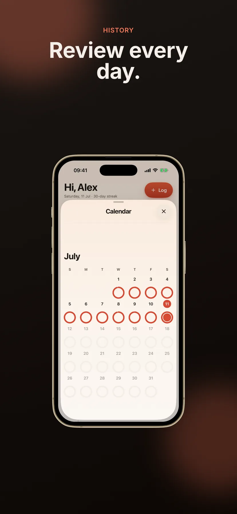 Calorie Keeper app screenshot showing a progress screen